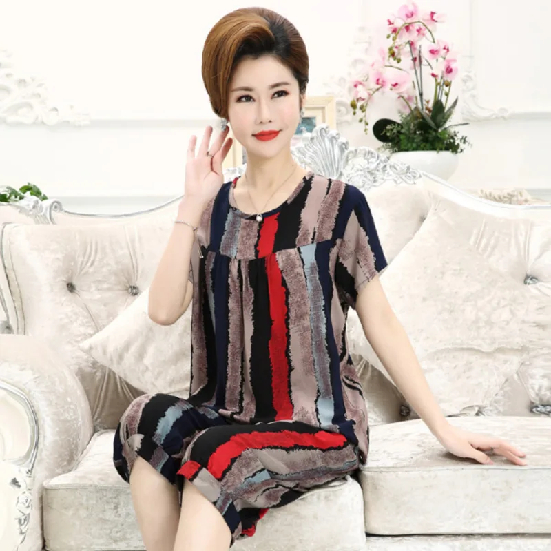 #0619 топы с короткими рукавами и короткие штаны эластичной резинкой на талии