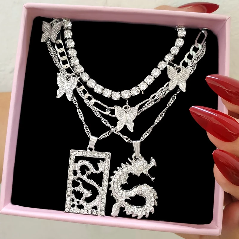 Женское многослойное колье Flatfoosie ожерелье-чокер серебристого цвета с