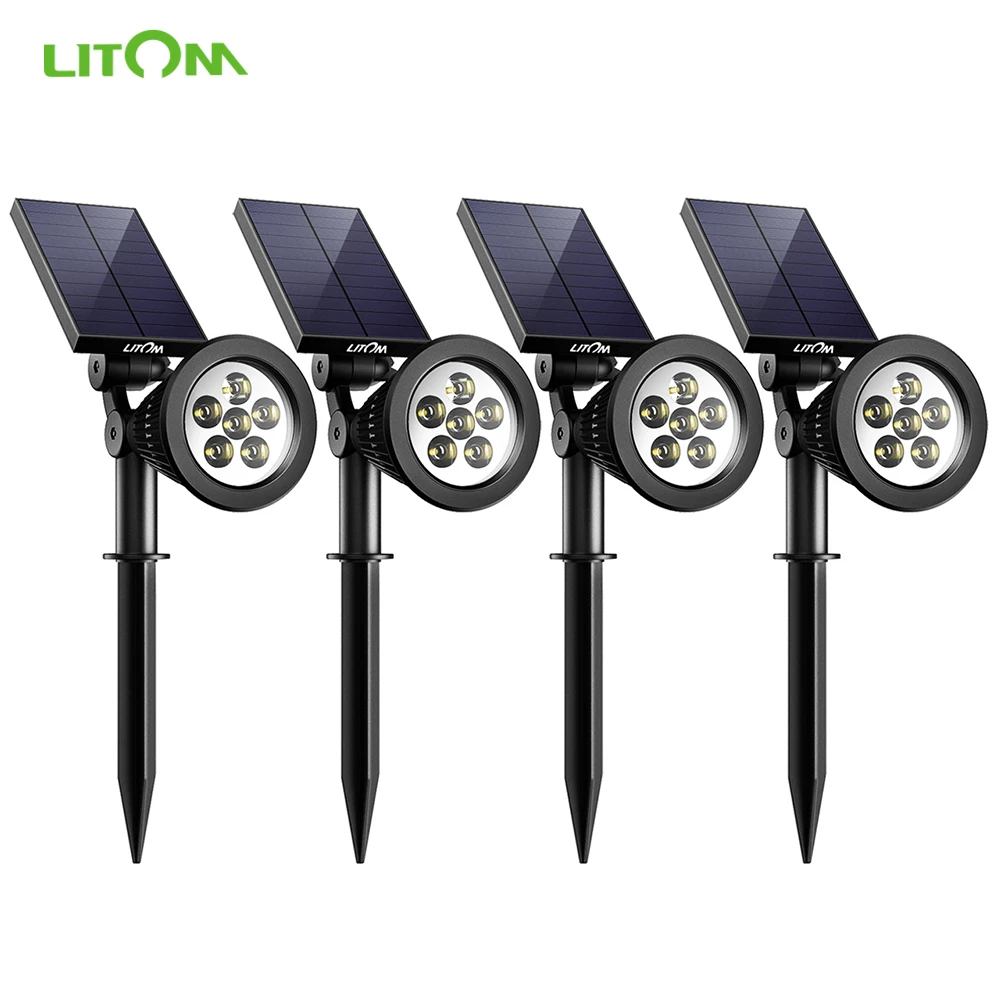 4 шт. LITOM Солнечный Точечный светильник ландшафтный 180 ° регулируемый