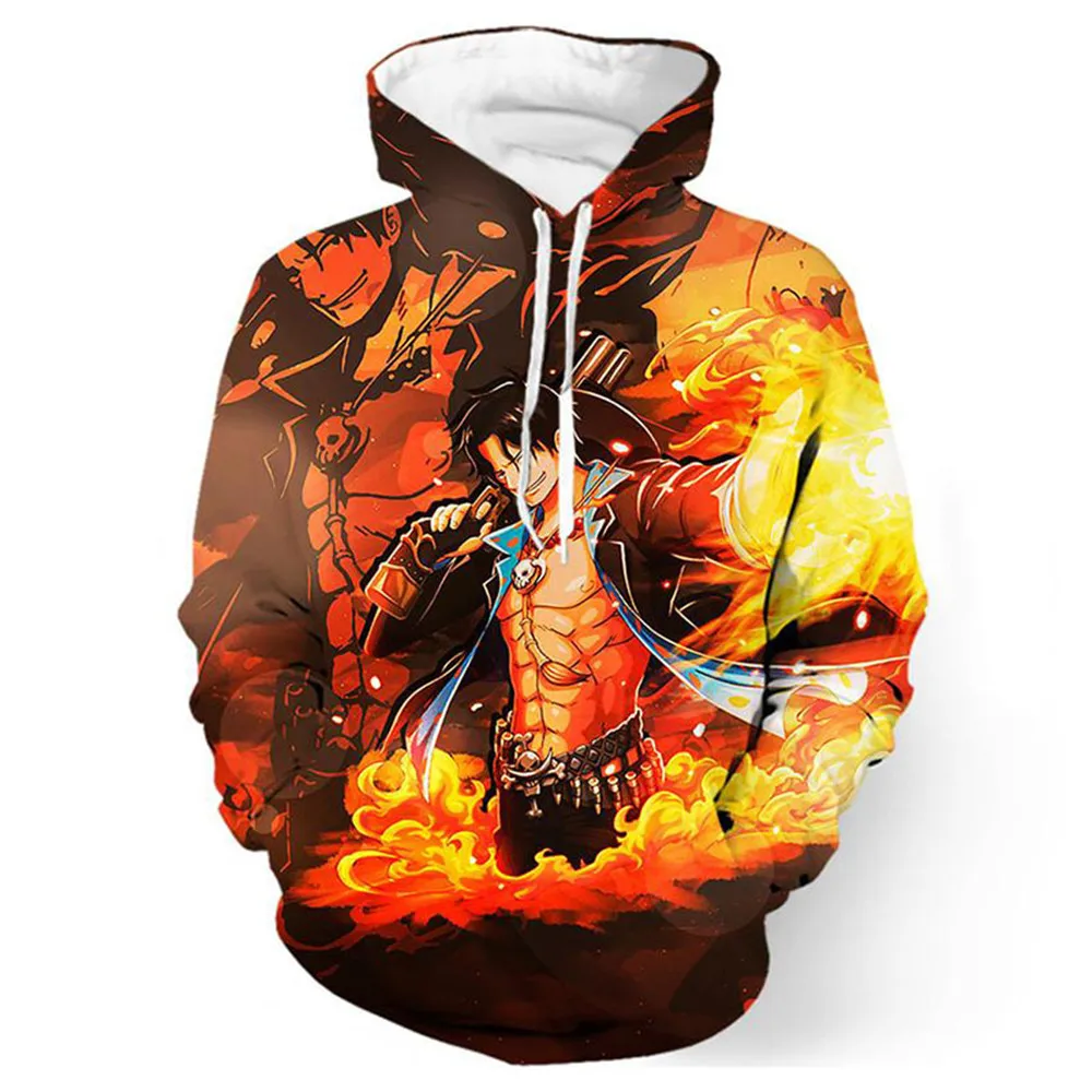 Аниме цельные толстовки с 3D принтом пуловеры спортивная одежда Луффи Эйс прау