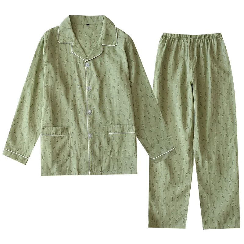 

Spring and summer new style men's pajamas, summer cotton long-sleeved home wear, men's cotton casual thin home wear