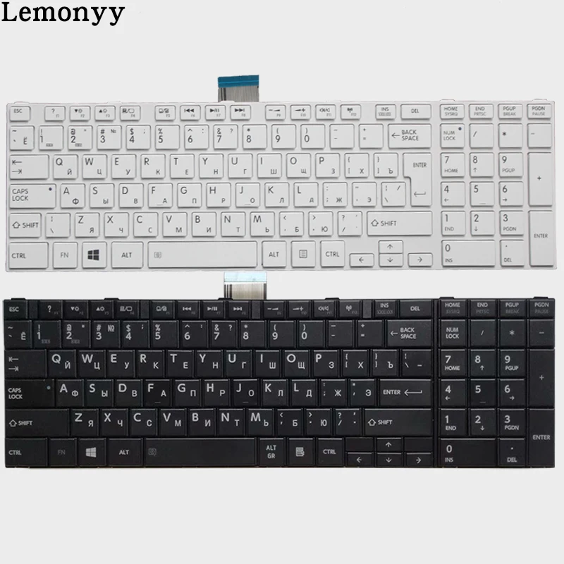 Клавиатура для ноутбука Toshiba Satellite C50-A C50-A506 C50D-A C55T-A C55-A C55D-A русской клавиатуры ноутбука Белого/черного цвета
