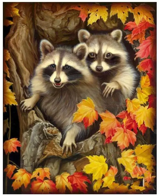 Мозаичная Мозаика из енота с натуральными животными вышивка Лист наклейки на