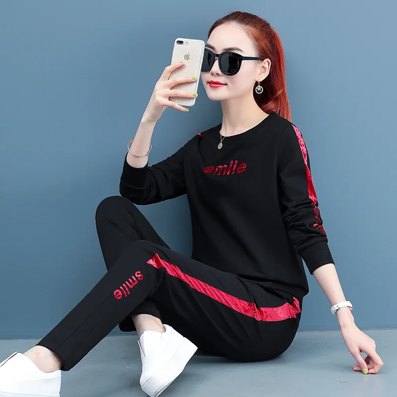 Женская одежда из двух частей размера плюс 4xl с круглым вырезом топ и штаны chandal