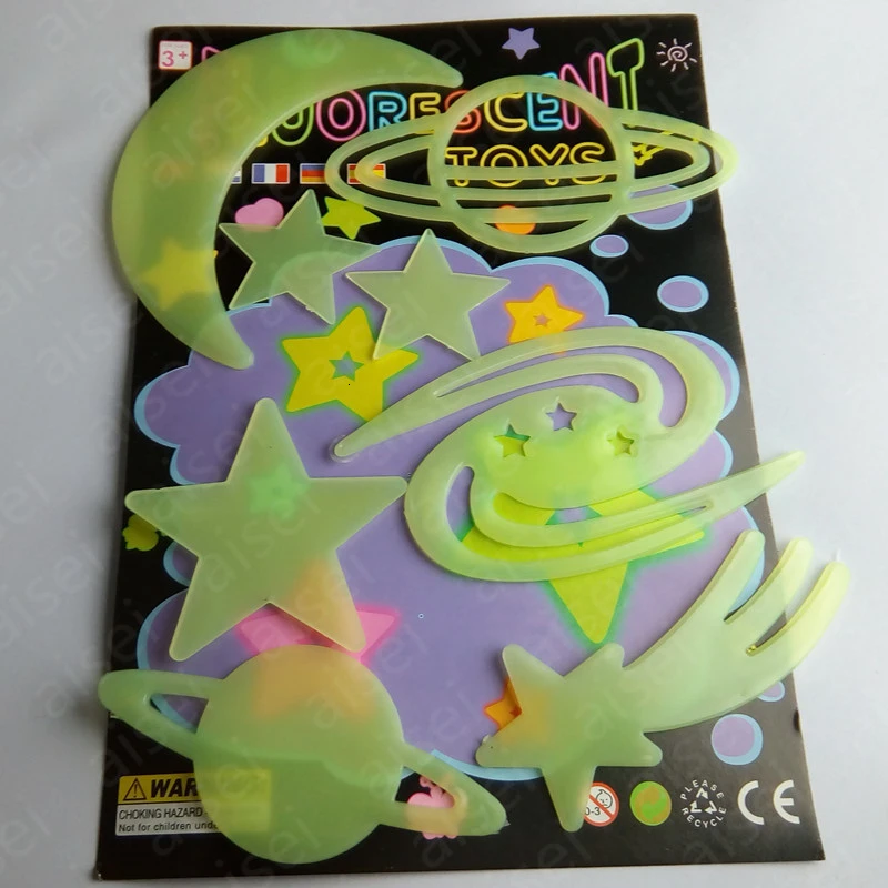 3D Звезда и Луна энергии хранения флуоресцентный светится в темноте светящиеся