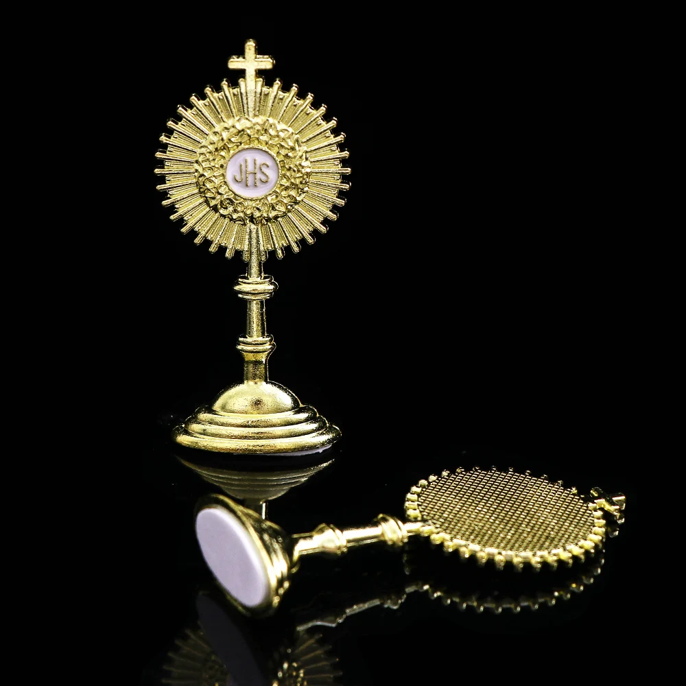 Религиозная мини статуя JHS для первого причастия подарок подвеска Иисус золотой