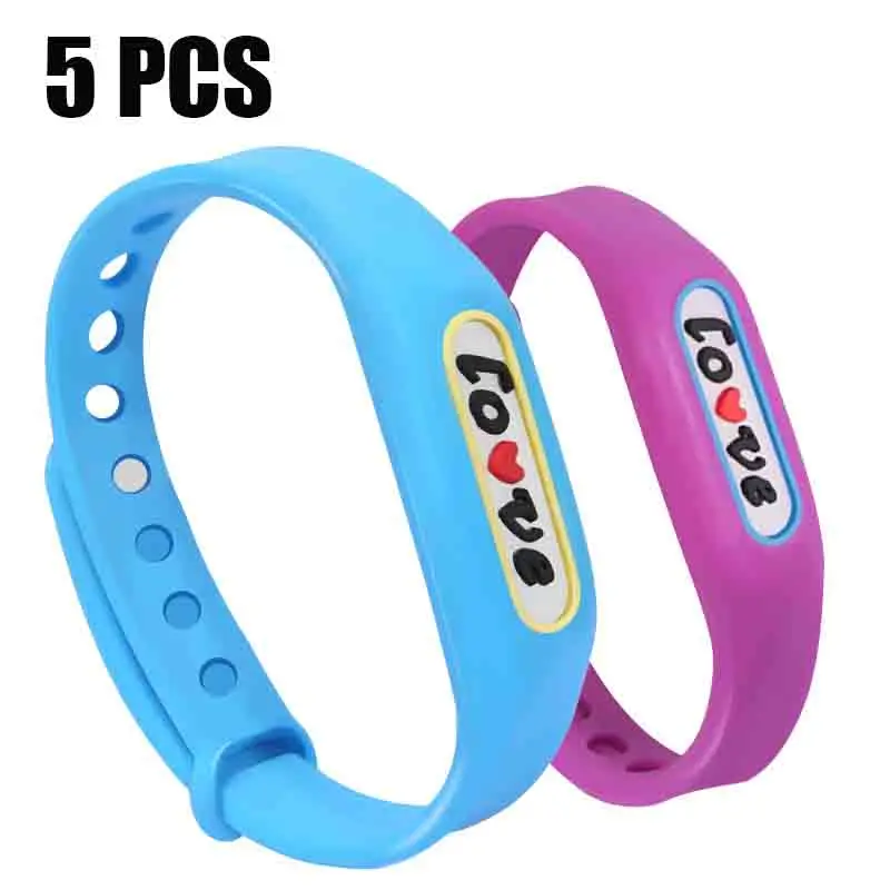 5PCS Solid Bracelet 10 шт., случайный цвет, отталкивающая пуговица от комаров, безопасная для младенцев, для детей, для беременных, для борьбы с вредителями - Цвет: 5PCS Solid Bracelet