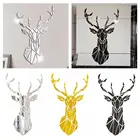 Самодельные 3D наклейки с головой оленя в современном стиле, зеркальные наклейки с поверхностью, настенные художественные обои, самоклеящиеся домашние приборы для гостиной