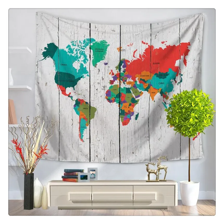 Карта мира настенный гобелен Йога Звездный с изображением неба большой тканевый