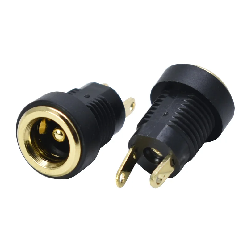 100Pcs 3A 12v for DC Power Supply Jack Socket Female Panel Mount Connector 5.5mm 2.1mm Plug Adapter 2 Terminal types GOLD PLATED |