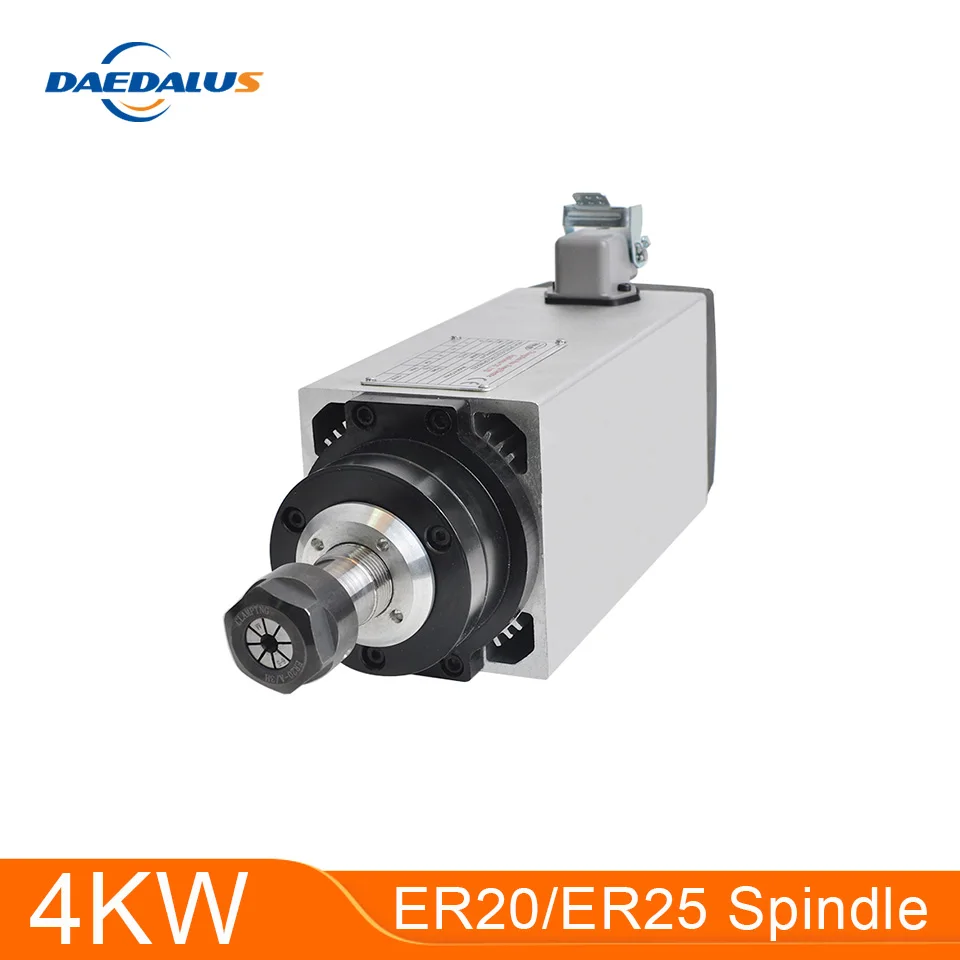 ЧПУ 4 кВт Мотор шпинделя ER20/ER25 Air CooledSpindle 4 подшипника 220 В/380 квадратный шпиндель фрезерные станки инструменты для гравировки с ЧПУ