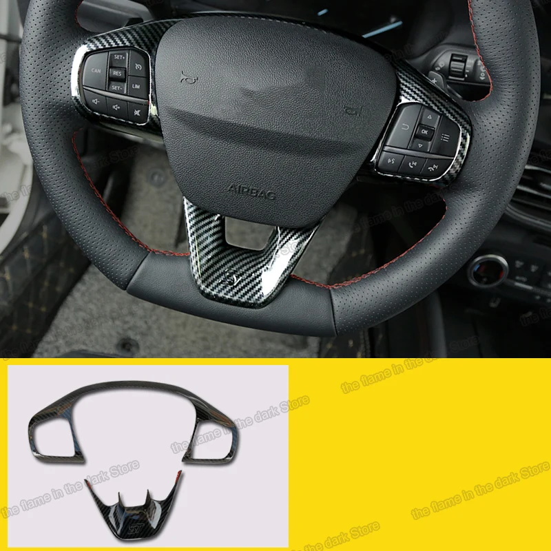 

Lsrtw2017 Car Steering Wheel Cover Trims Button Frame for Ford Focus Mk4 2019 2020 2021 ST Line Accessories Auto Styling