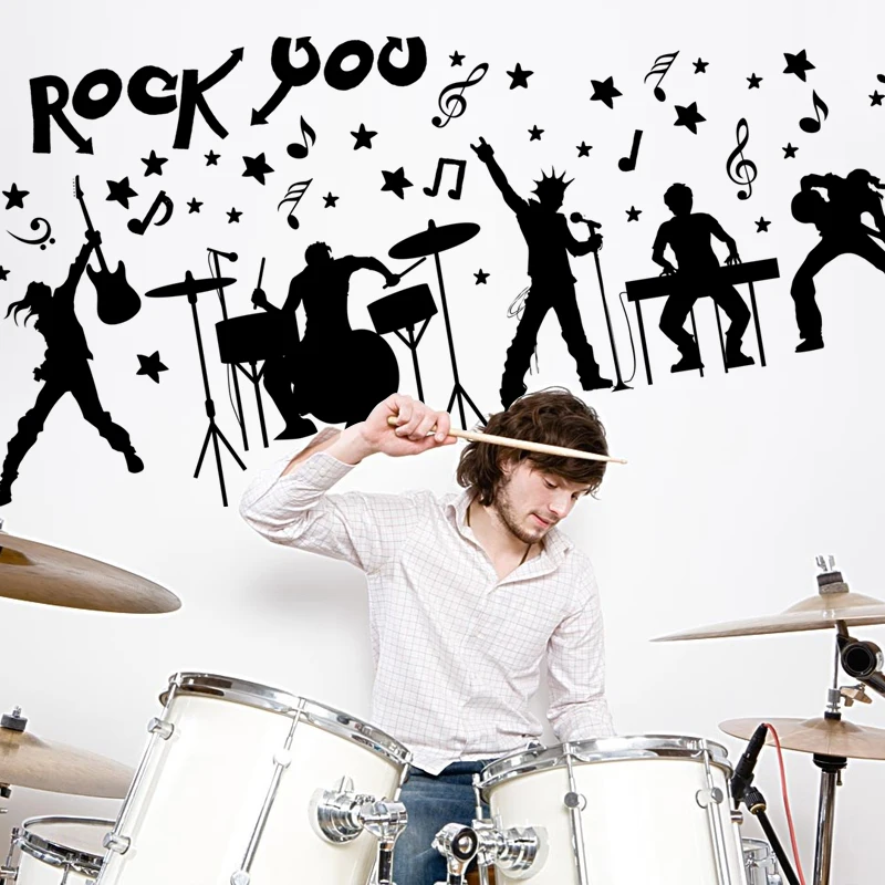 Креативный модный музыкальный Декор Силуэт рок Настенная Наклейка студийное