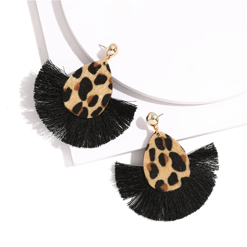 Богемные леопардовые Висячие серьги бисквитные круглые полимерные Серьги