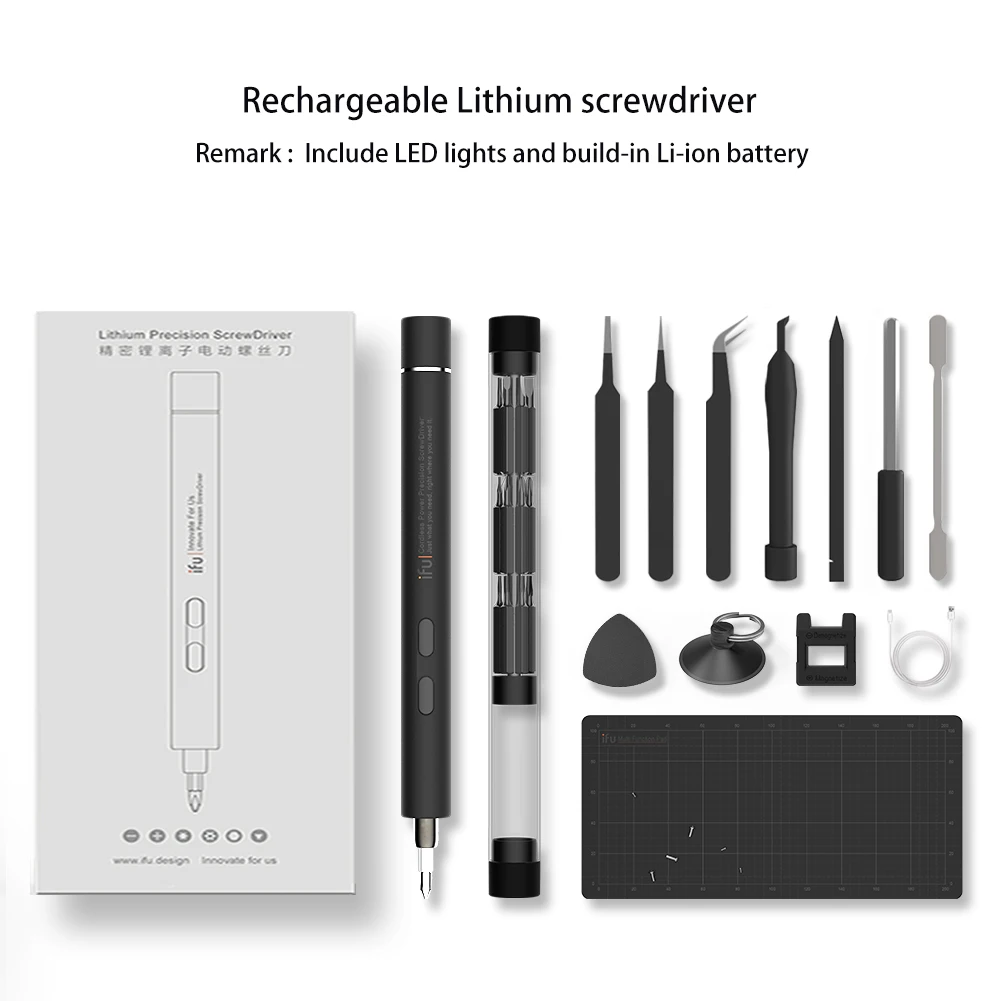 plastic black set2 IFu мини электрический беспроводной Магнитный Отвертка Инструмент Torx Hex Phillips комплект литий-ионный аккумулятор прецизионная ручная Отвертка Набор бит - Цвет: plastic black set2