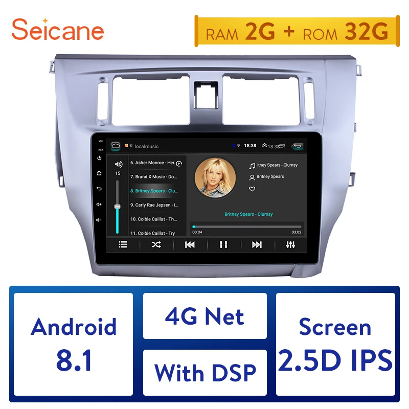 Автомагнитола Seicane 2 DIN 9 дюймов GPS-навигация сенсорный экран четырёхъядерный