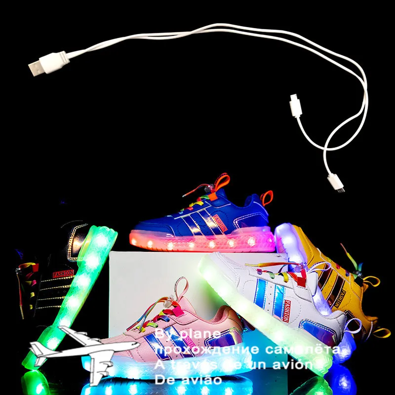 2021 Kids Led Usb Charging Shoes Glowing Sneakers Children Hook Loop Luminous for Girls Boys Men Women Skate LED | Детская одежда и