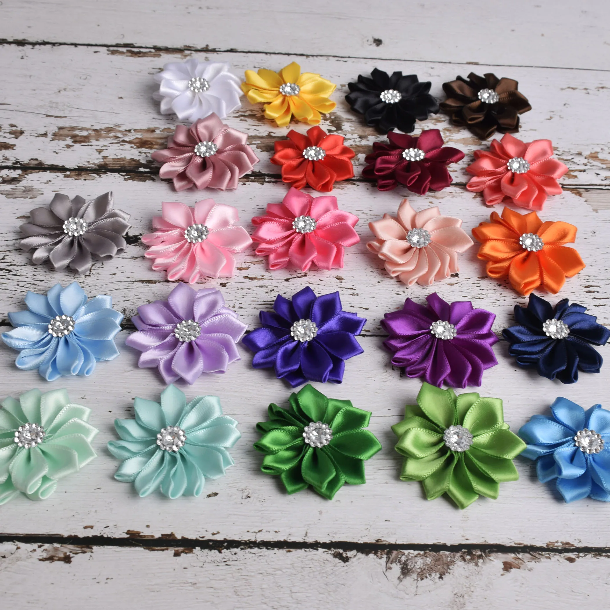 2 шт. 5 см ручная работа атласная лента цветы со стразами ткань для аппликации вечеринки ремесло свадебная