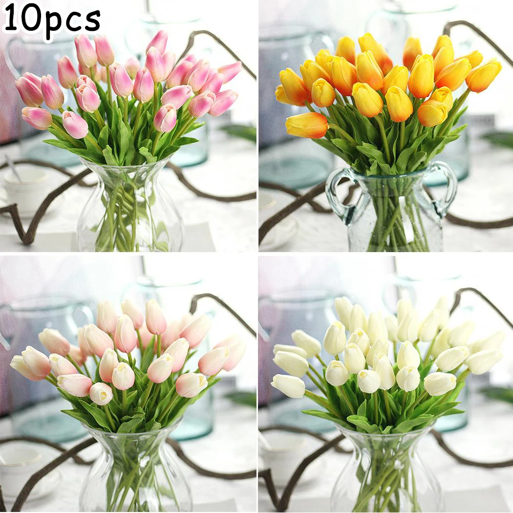 

10 Head Artificial Tulips Decoration Fake Flower Gift Holiday Lifelike