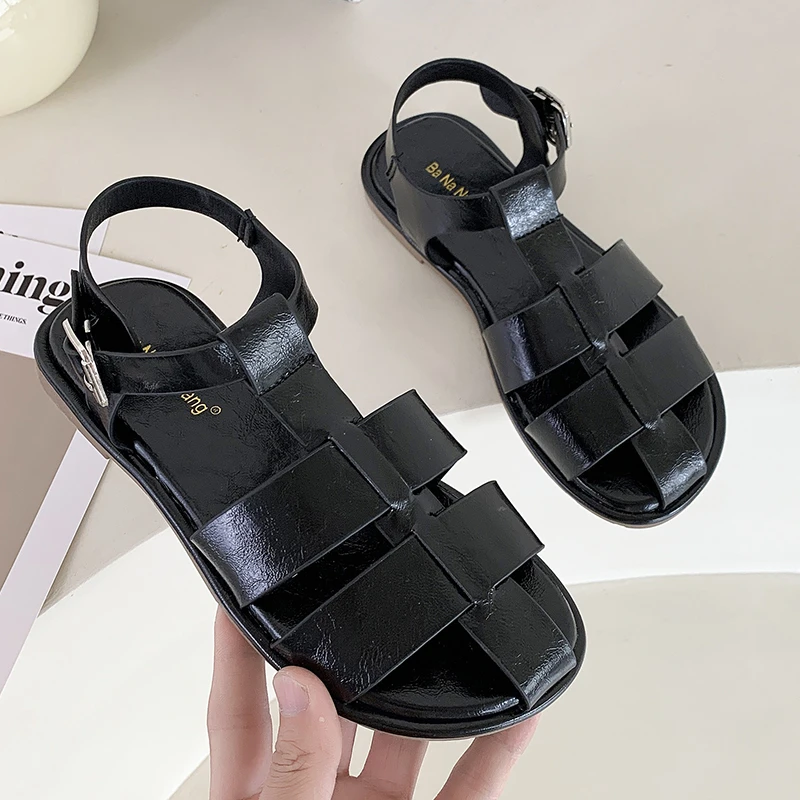 

Women Sandals 2021 New Summer Outdoor Beach Sandals Solid Fashion Gladiator Sandals Women Flats Casual Buckle Ladies Shoes