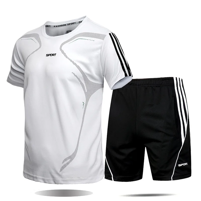 

men's set sportswear kit short sleeve sports sport shirt men running 2pcs suit for soccer gym fitness men t-shirts+shorts sets