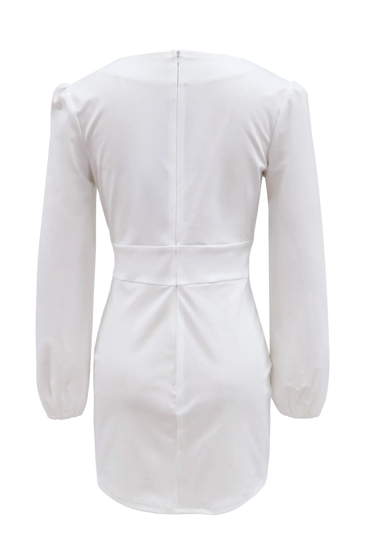 

White party short dress Women long sleeve v neck button up mini dress Fall 2020 dresses for women