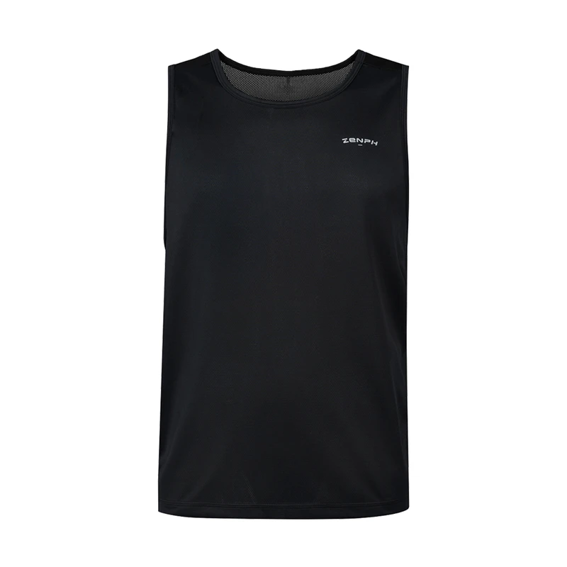 Мужской жилет для бега Zenph без рукавов с круглым вырезом уличный черный белый