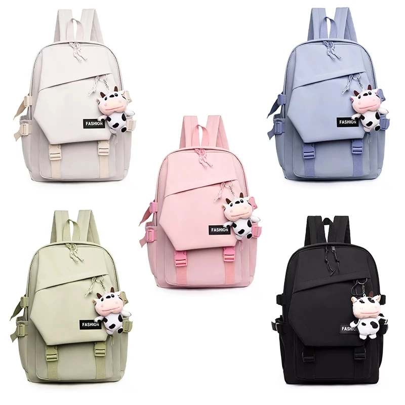 Высококачественный рюкзак с пряжкой для молодых леди однотонный из ткани