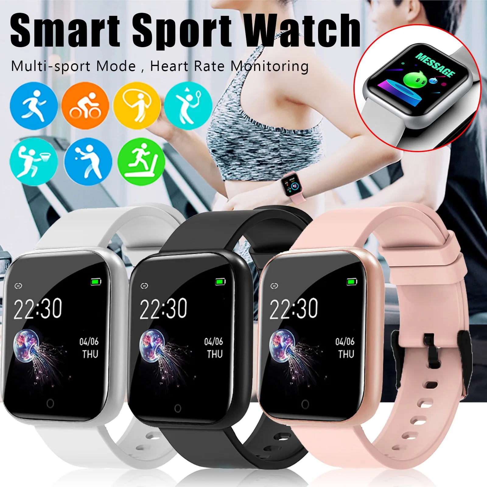 I5 Smart Watch Sport Waterproof Heart Rate Blood Pressure Monitor Bluetooth Men Women Smartwatch For Android IOS PK apple watch |