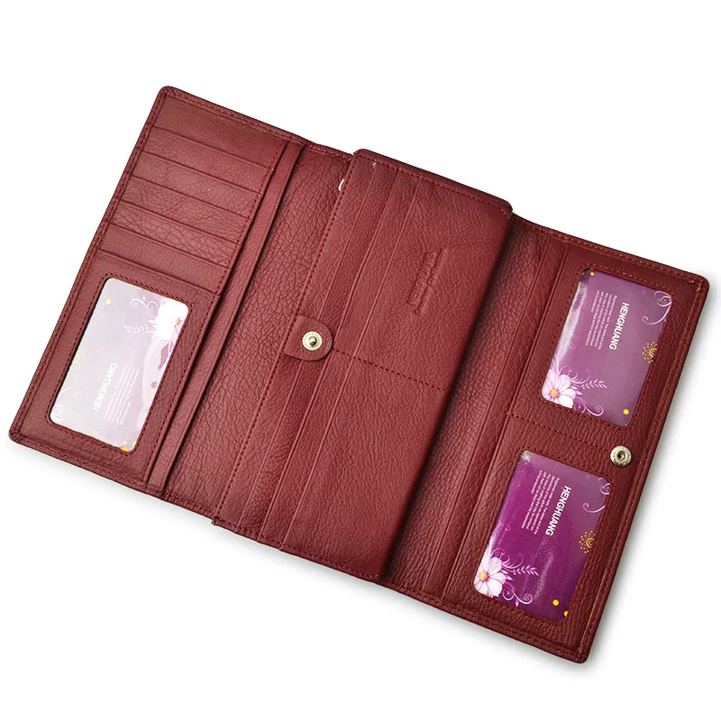 HH брендовый Женский кошелек из мягкой натуральной кожи тройного сложения клатч