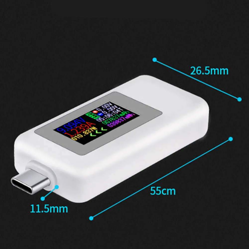 TypeC-White 10 в 1 DC тип-c USB тестер тока 4-30 в измеритель напряжения синхронизации Амперметр цифровой монитор отключение индикатор питания зарядное устройство - Цвет: TypeC-White