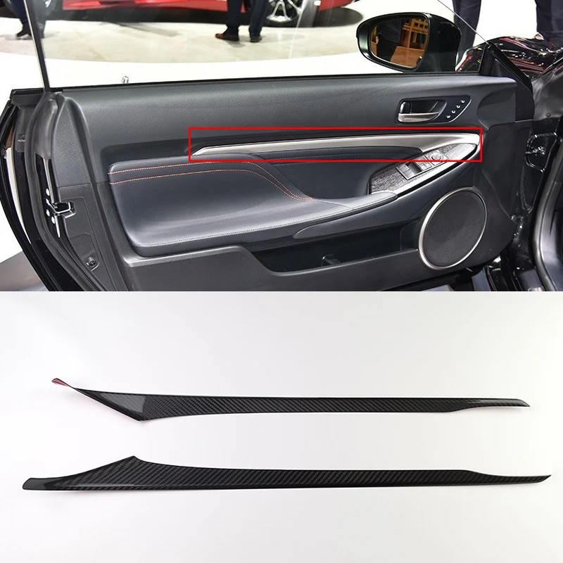 2 uds de fibra de carbono Real para puerta interior de coche de Panel labio encaje accesorios para Lexus RC200t RC300h RC300 RC350 RC F deporte 2016-2021