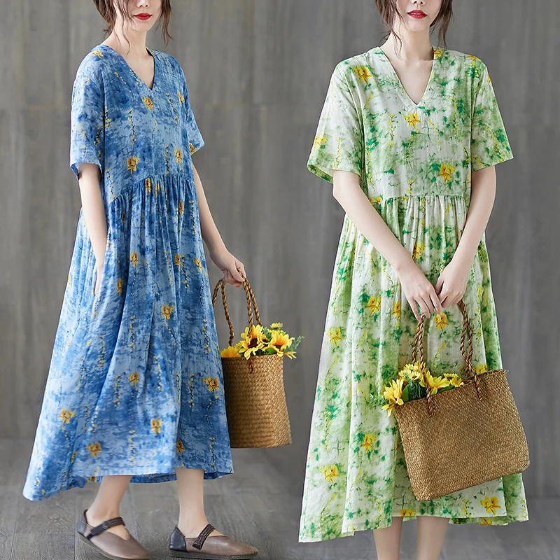 Uego с короткими рукавами для мамы и маленькой дочки Свободное летнее платье