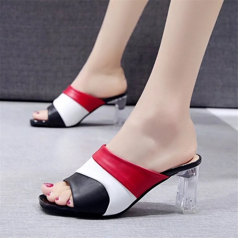 Модные Простые Летние женские тапочки в Корейском стиле на Высоком толстом