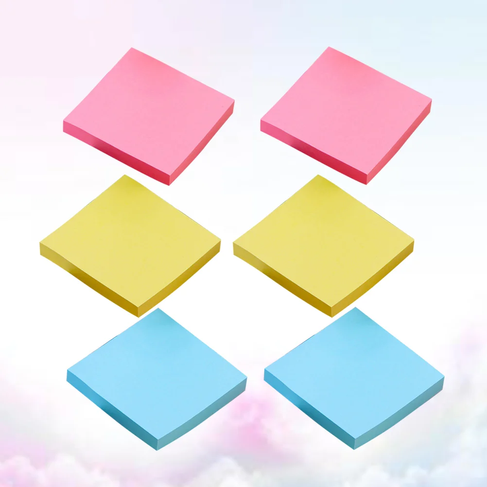 6pcs Color Square Paper Notes Sticker Custom Creative Stationery Message Stickers Office Culture N Times Post (Pink, Light