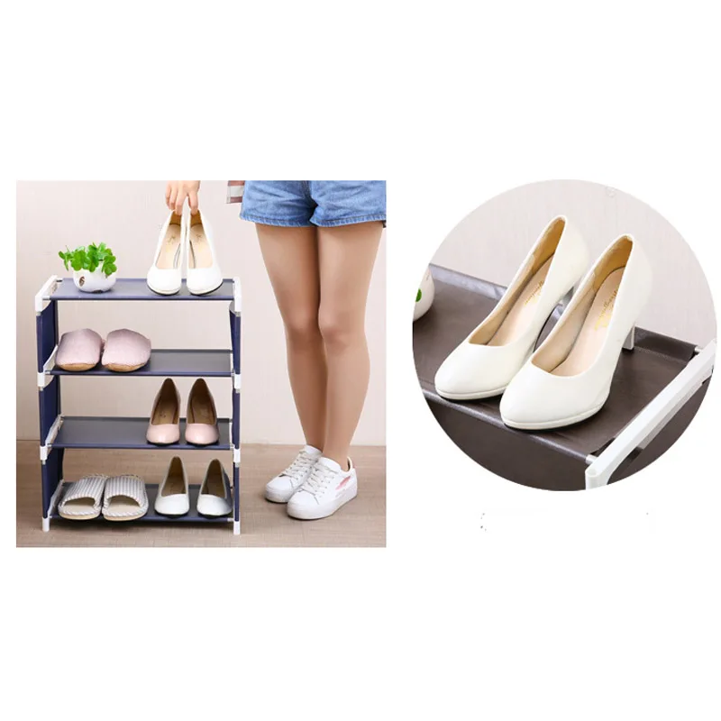 4 ярусная стойка для обуви в сборе шкаф хранения из нержавеющей стали