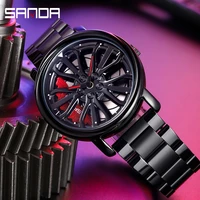 men luxury quartz wrist watches creative car wheel sports watch steel strap waterproof military sports clock cool male reloj