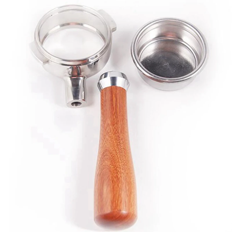 

1 Pcs Espresso Knock Box with Detachable Knock Box for Collecting & 1 Set 58Mm Coffee Machine Wood Handle Filter Basket