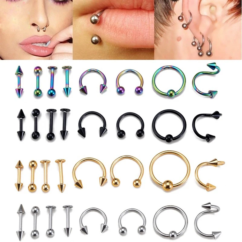 Новейшие 16 шт./компл. круглые штанги подковы с изогнутыми шипами из нержавеющей