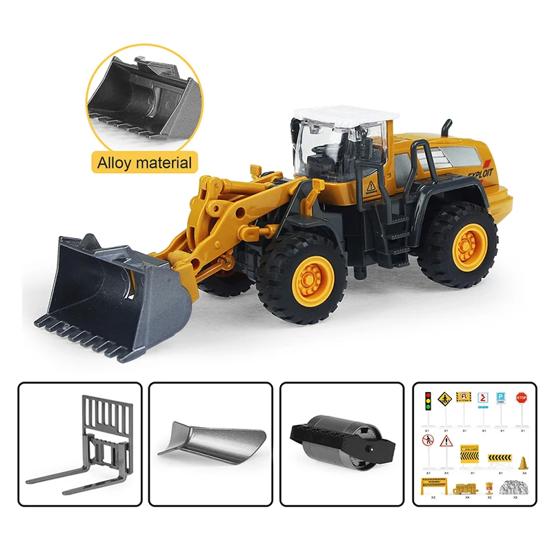 

Строительная модель автомобиля из сплава, инженерный грузовик, игрушки, бульдозер, автопогрузчик, коллекционные игрушки для детей, подарок на Рождество для мальчиков
