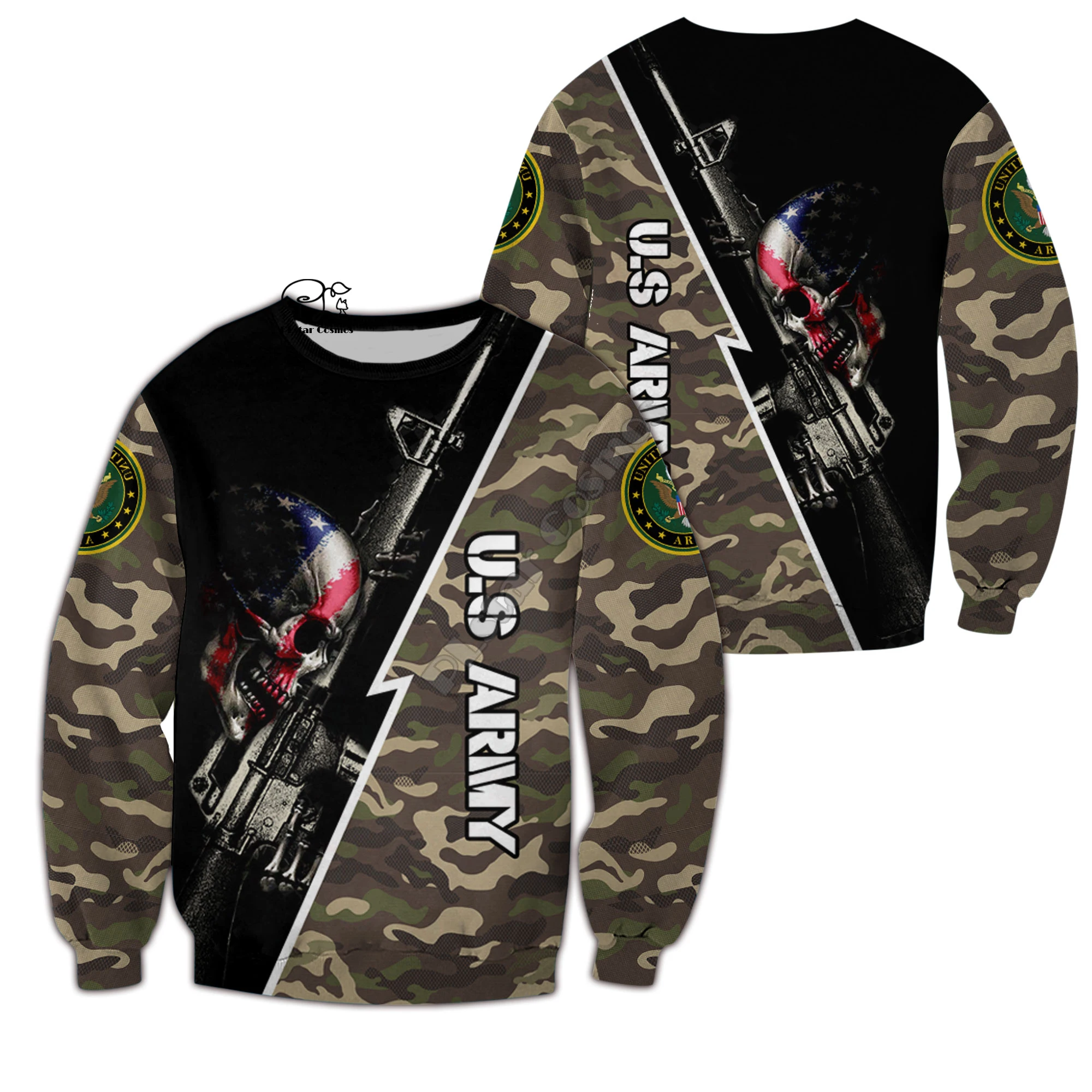 

PLstar Cosmos 3DPrint NewFashion U.S Flag Army Soldier Skull Men/Wonmen Harajuku Streetwear Funny Casual Hoodie/Sweatshirt/Zip 5