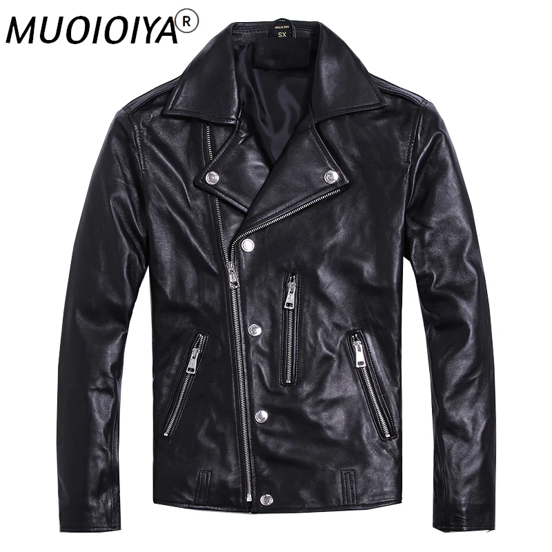 

Free shipping.Brand new soft sheepskin motor coat.mens genuine leather jacket.slim biker's clothes.plus size quality jackets