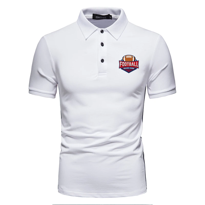 Dingshite Cotton Polo Shirts for Men Oversized Summer Short Sleeve Fashion Casual Football Logo Printed Tops T Shirt . | Мужская одежда