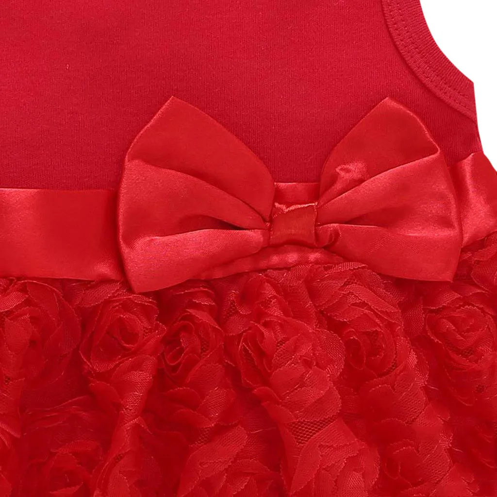 Платье для маленьких девочек без рукавов с бантом и цветами вечернее кружевное