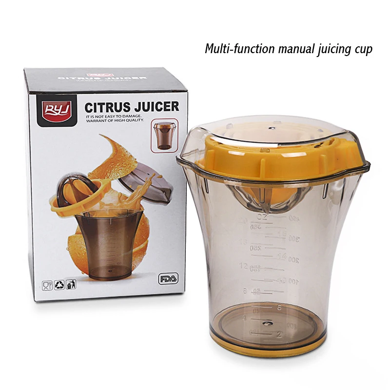 

Portable manual lemon juicer fruit squeezer simple orange juice cup color box packaging