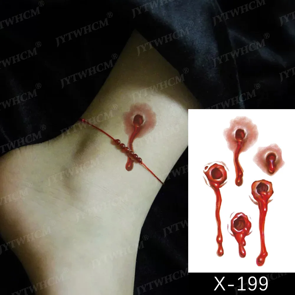 Наклейки-татуировки на Хэллоуин страшные наклейки сшитая рана пистолет