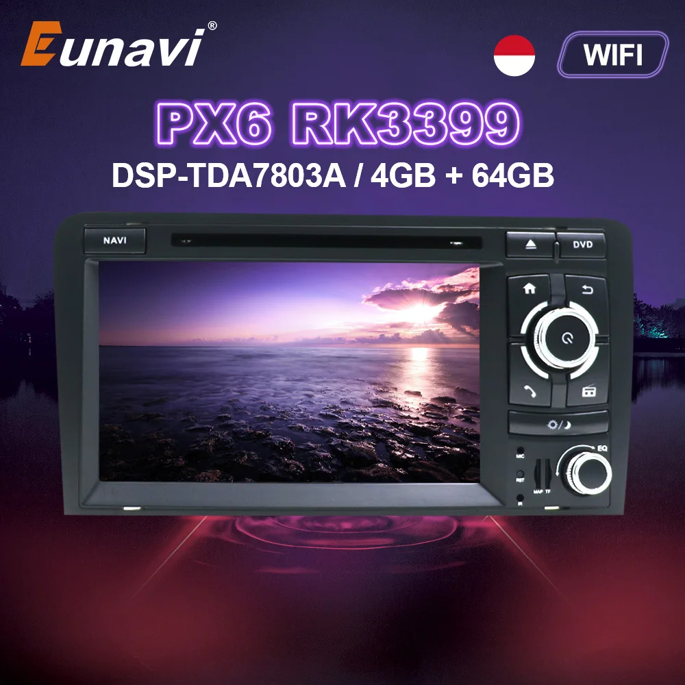 

Eunavi Android 10 car dvd player For Audi A3 S3 2003-2011GPS navigation radio stereo multimedia 4G 64G 1024*600 touch screen