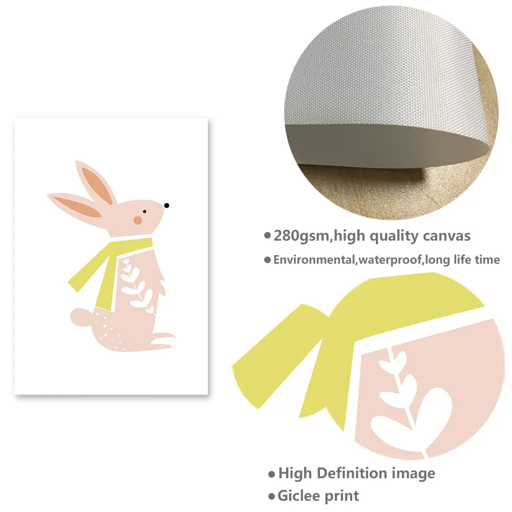 

Baby Nursery Wall Art Canvas Posters Prints Cartoon Deer Rabbit Painting Nordic Kids Decoration Picture Children Bedroom Decor