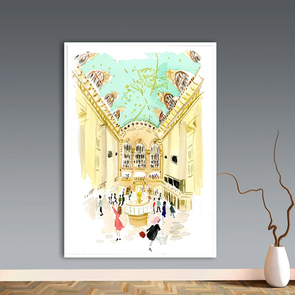 

Плакаты и принты Grand Central Station, милая девушка, Картина на холсте, акварельные настенные картины для гостиной, домашний декор без рамки