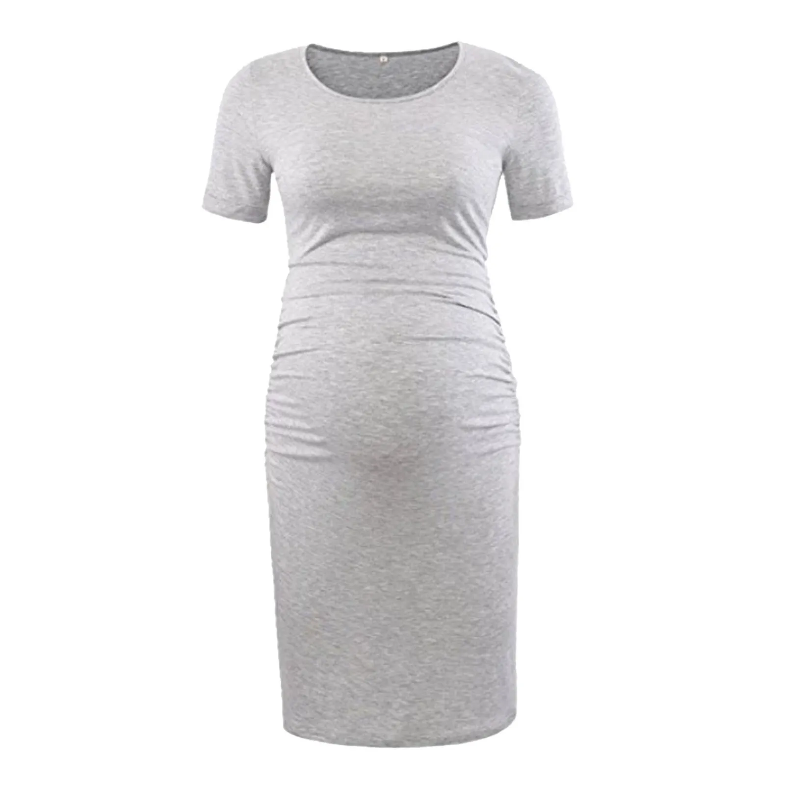 

Летняя женская одежда для беременных футболка для грудного вскармливания Однотонная юбка с круглым вырезом домашнее удобное платье для ма...